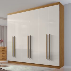 Guarda-Roupa 6 Portas Da Vinci 2,75 m Cinamono/Off White - D'DORO MÓVEIS