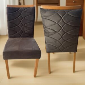 Kit 2 Cadeiras Safira Mel/Veludo Marrom – WM DECOR