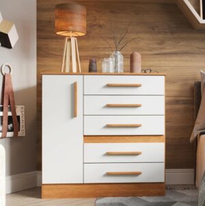 Cômoda 5 Gavetas com Sapateira Advantage Freijó/Off White - BATROL MÓVEIS