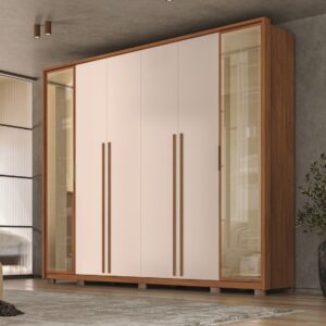 Guarda-Roupa 6 Portas Octavius 2,65 m Freijó/Off White - CAEMMUN MOVELARIA