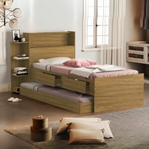 Cama Solteiro Baú Isa + Auxiliar Mili Freijó - MADEC/VJ MÓVEIS