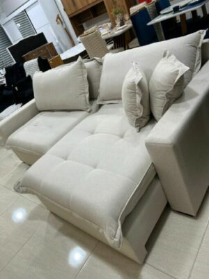 Sofá Retrátil S-100 2,30 m Linho Prata 111 - SUPREMA ESTOFADOS