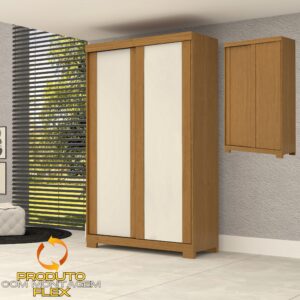 Guarda-Roupa 2 Portas Samira 1,098 m Cinamono/Off White/Cinamono - ACP MÓVEIS