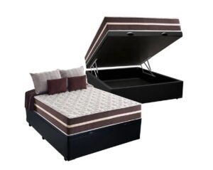 Colchão Casal molas ensacadas + Base Baú Biostar Preto