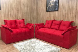 Sofá 2 e 3 Lugares Vermelho Paris