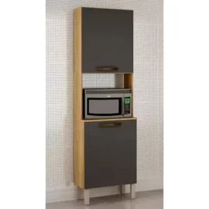 Cozinha Torre Quente Valência Carvalho/Grafite Salleto Móveis