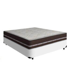 Colchão Casal Classic Superlastic Marrom + Base Box Simples Avalon Branco – ANJOS + AVALON