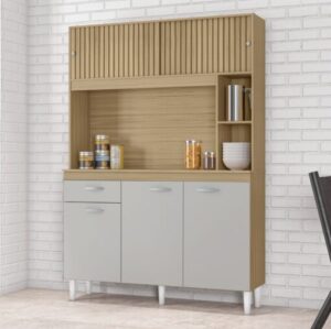 Kit Cozinha Duda 1,20 Damasco/Ripado/Off White