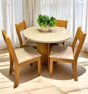 Mesa 4 Cadeiras Redonda Flipp/Slin B Mel/Blonde - VIERO MÓVEIS