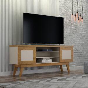 Rack até 65" Detroit Cinamono/Off White - VALDEMÓVEIS