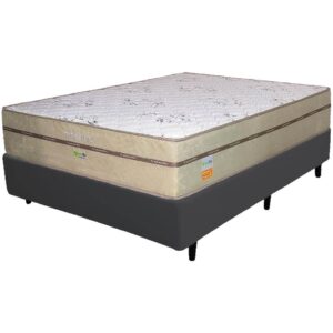 Colchão Casal Toronto D28 + Base Box Simples Corino Preto – ECOTEC + ALTO NÍVEL CAMAS E COLCHÕES