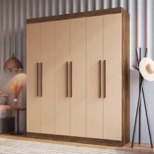 Guarda-Roupa 6 Portas New York 21706 1,80 m Castanho/Nude – DORIPEL
