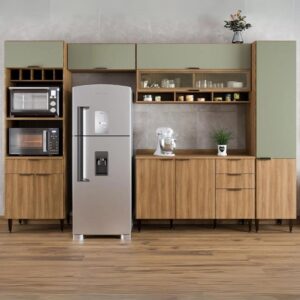 Cozinha 5 Peças Paris Nogal Manchester/Verde Matte - BATROL MÓVEIS