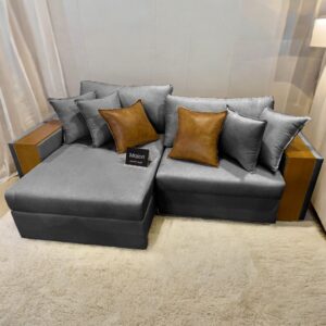 Sofá Cama Retrátil Maiori 2,32 m Linho Grafite 06 - INNOVE ESTOFADOS