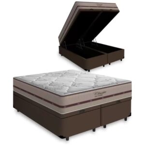 Colchão Queen Classic Ensacadas AG D70 + Base Baú Avalon Marrom – ANJOS + AVALON