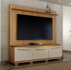 Home Theater até 75" Montreal Cinamono/Off White - VALDEMÓVEIS