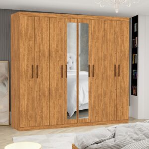 Guarda-Roupa 8 Portas Rubi 2,08 m(Com Espelho)Cinamono - CARIOCA MÓVEIS