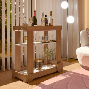 Carrinho Bar Rosé Cinamono/Off White - ARTELY