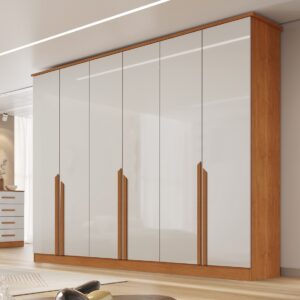 Guarda-Roupa 6 Portas Bianca 2,30 m Nature/Off White - BIANCHI