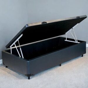 Base Box Solteiro Baú Avalon Corino Preto - AVALON COLCHÕES