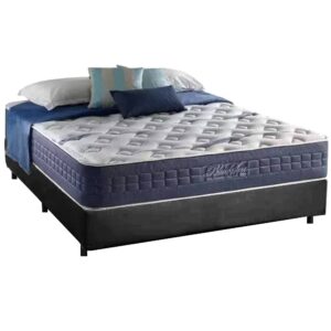Colchão Casal Blue Sea D28 + Base Box Simples Corino Preto – ANJOS COLCHÕES + ALTO NÍVEL CAMAS E COLCHÕES