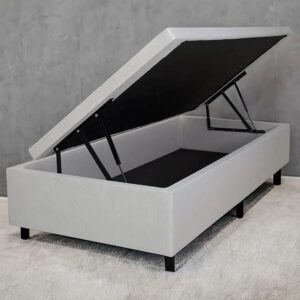 Base Box Solteiro Baú Avalon Corino Branco – AVALON COLCHÕES