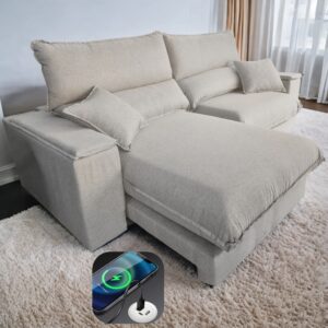 Sofá Retrátil e Reclinável Apogeu 2,90 m Linho Cru 304 - ZARAT ESTOFADOS