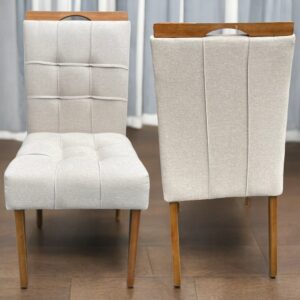 Kit 2 Cadeiras Sophia/Capri  Mel/Linho Bege – WM DECOR