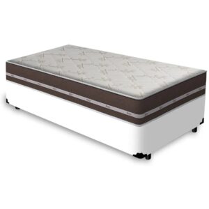 Colchão Solteiro Classic Superlastic Marrom + Base Box Simples Avalon Branco – ANJOS + AVALON