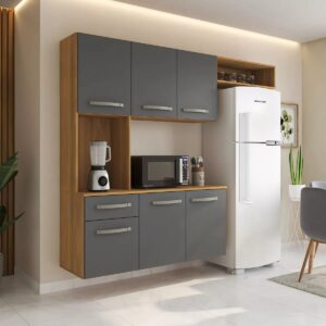 Cozinha Suspensa Belíssima 1,65 m Freijó/Grafite - FIORELLO