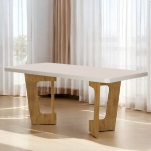 Mesa Liz 120 (Tampo 40 mm) Cinamono/Off White - VALDEMÓVEIS