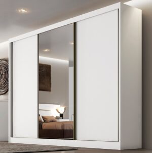 Guarda-Roupa Sollo Plus(1 porta espelhada) 2,744 m Branco - NOVO HORIZONTE
