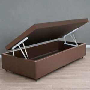 Base Box Solteiro Baú Avalon Corino Marrom - AVALON COLCHÕES