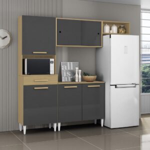 Cozinha Compacta Isabelle 2,013 m Atacama/Grafite – ARAMÓVEIS