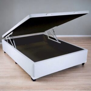 Base Box Casal Baú Avalon Corino Branco - AVALON COLCHÕES