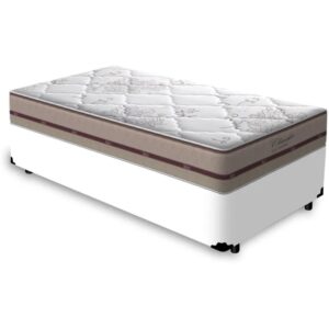 Colchão Solteiro Classic Ensacadas Bege + Base Box Simples Avalon Branco – ANJOS + AVALON