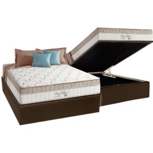 Colchão Casal King Best D28 + Base Box Baú Marrom – ANJOS COLCHÕES + BIOSTAR