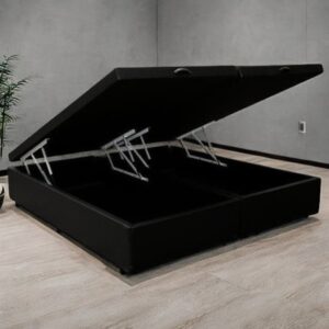 Base Box Queen Baú Avalon Corino Preto – AVALON COLCHÕES