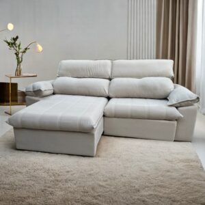 Sofá Retrátil e Reclinável Jackson 2,50 m Linho Bege 3105 - UNIART ESTOFADOS