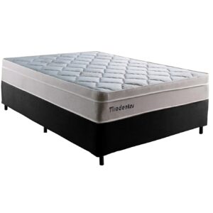 Colchão Casal Tiradentes D28 + Base Box Simples Corino Preto – COLCHOMINAS + ALTO NÍVEL CAMAS E COLCHÕES