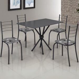 Mesa 4 Cadeiras Rio 100×60 Preto/Grafite – TEIXEIRA