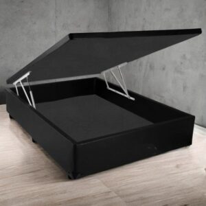 Base Box Casal Baú Avalon Corino Preto - AVALON COLCHÕES