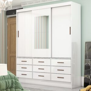Guarda-Roupa 3 Portas Sevilha 1,62 m Branco - CARIOCA MÓVEIS
