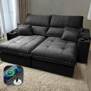 Sofá Retrátil e Reclinável Zeus/Afrodite 2,90 m Preto - ZARAT ESTOFADOS