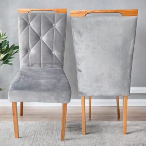 Kit 2 Cadeiras Yasmim Veludo Cinza Grafite - KM DECOR