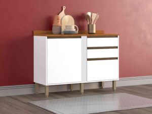 Balcao Cozinha Perola 120 2P2G Branco - Salleto