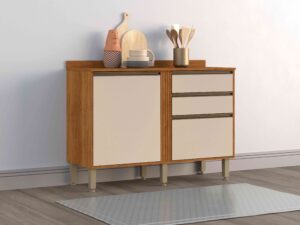 Balcao Cozinha Perola 120 2P2G Cinamomo/Off White - Salleto