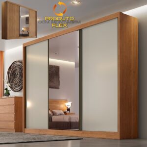 Guarda-Roupa Sollo Plus(1 porta espelhada) 2,744 m Cumarú/Fendi/Cumarú - NOVO HORIZONTE