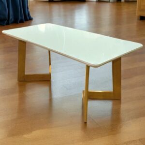 Mesa Vitória 160 Imbuia Natural/Vidro Off White - MARKA MÓVEIS