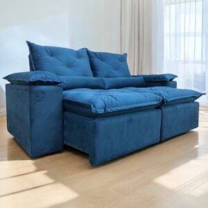 Sofá Retrátil e Reclinável Grécia  2,00 m Azul - QUINE ESTOFADOS